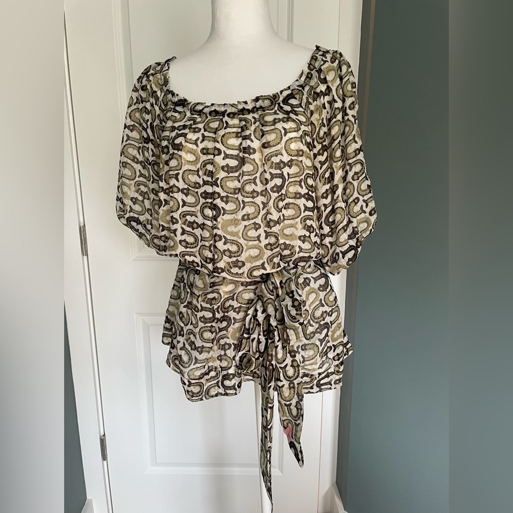 Milly Chic Patterned Pouf Sleeve Women's Top